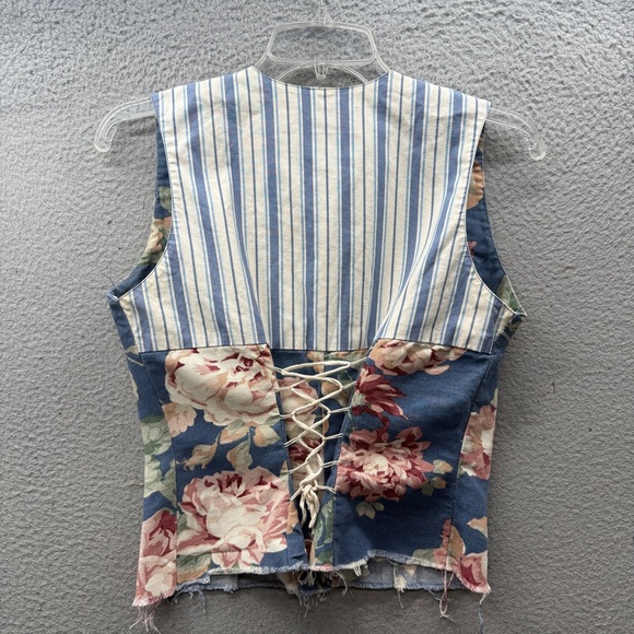 Vintage Karen Alexander 80’s Vest Floral Lace Up Back Casual Rare Preppy Size 12 - Picture 5 of 9